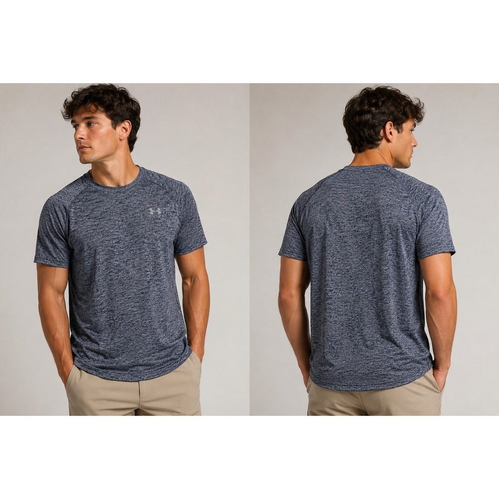 Under Armour HeatGear Tech Tee Shirt Men's XL Blue Heather Loose Fit